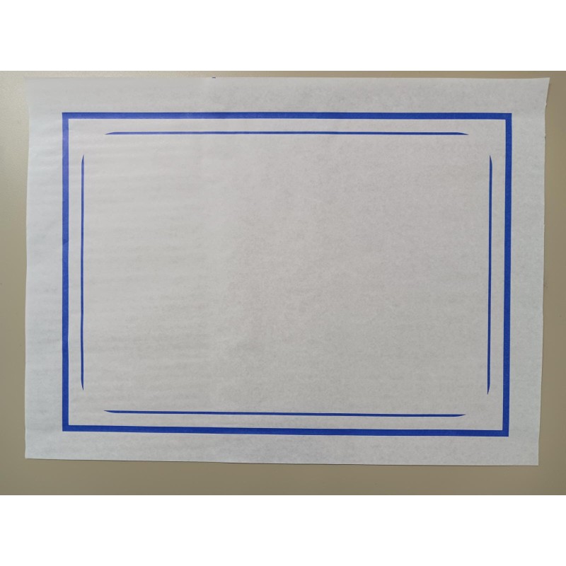Mantel 42 x 30 cms. Blanco. Con Orla azul (2000 und)