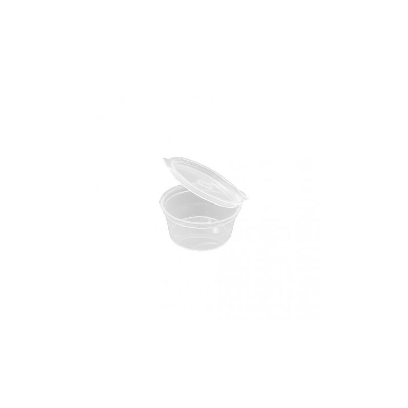 Tarrina PP c/tapa bisagra, transp. 30 cc (50 und)(20)