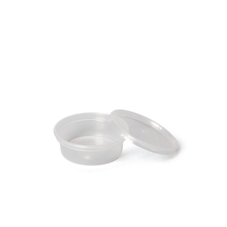 Tarrina PP microondas redonda transparente 250 cc + tapas (50 und)(10))