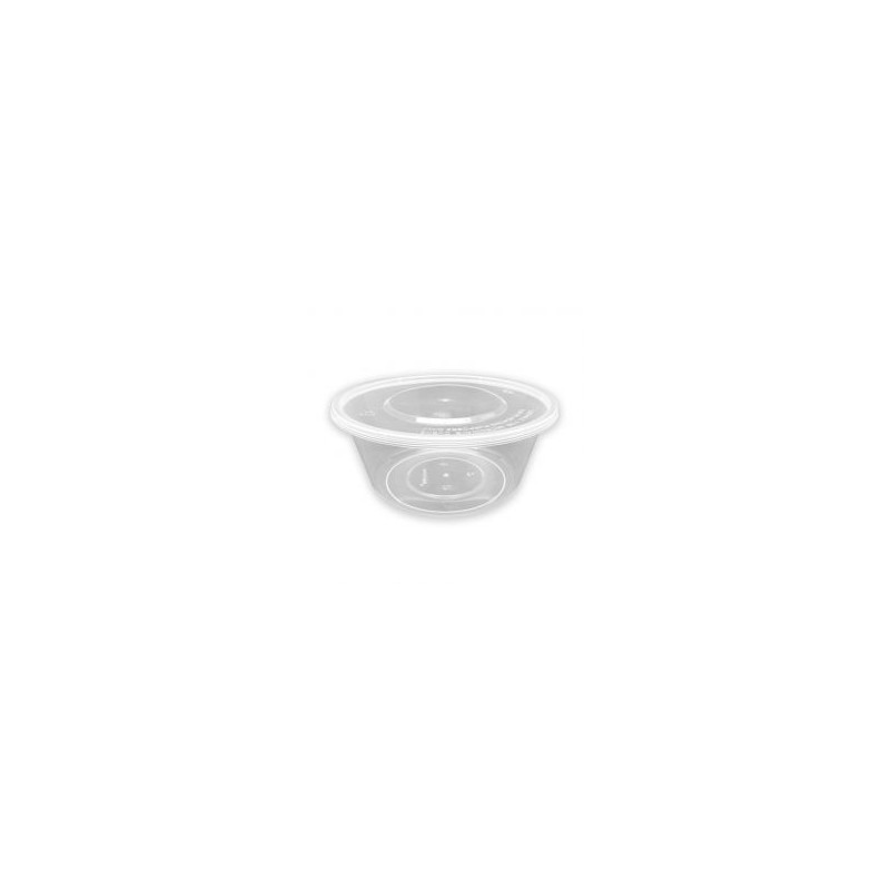 Tarrina PP microondas redonda transparente 750 cc + tapas (50 und)(6)