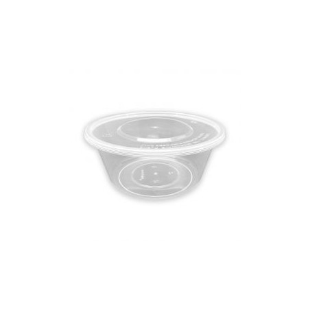 Tarrina PP microondas redonda transparente 750 cc + tapas (50 und)(6)