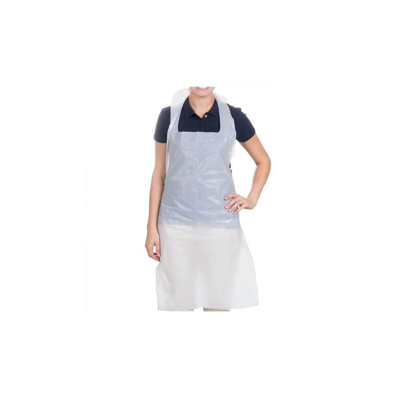 Delantal plástico 75 x 120 cm blanco (100 und)(10)