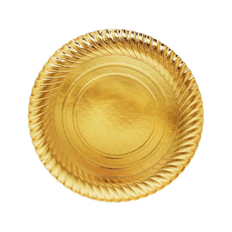 Plato cartón estriado 30 cm  ORO (100 und)