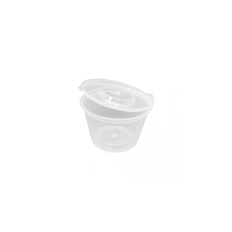 Tarrina PP c/tapa bisagra, transp. 120 cc (50 und)(10)