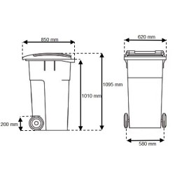 Contenedor plástico c/ruedas 360 L (sin Pedal)