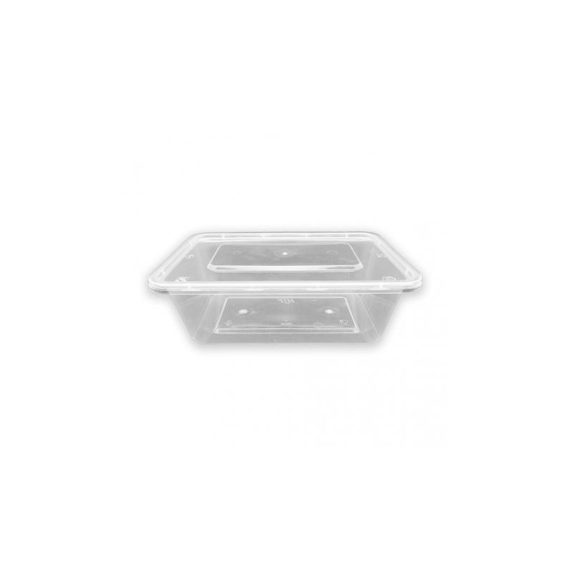 Tarrina PP microondas rectangular 750 cc  + tapas 170x118x57 mm (50 und)(6)