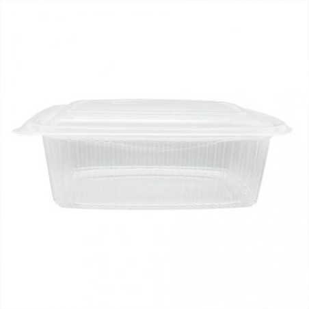 Tarrina PP c/tapa bisagra, transp. micro 1000 cc (50 und)(8)