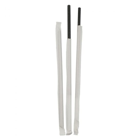 Cañita Papel Rígida Enfundada Negra 20 cm  D: 6mm (100 und)(35)