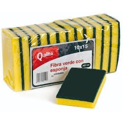 Estropajo fibra verde + esponja (6 und)
